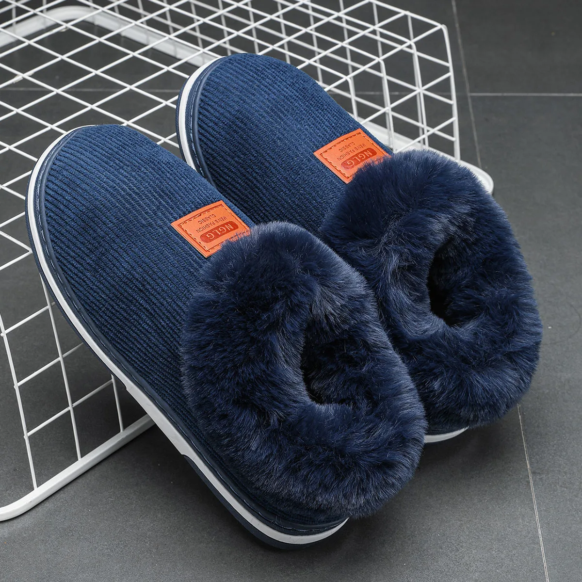 Winter Men Shoes Casual House Women Comfortable Outdoor Warm Cotton Unisex Indoor Plush Slip on Slippers