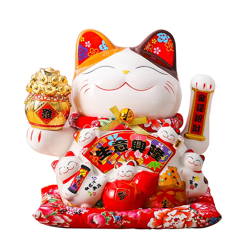 

Ceramic Electric Rocking Hand Lucky Cat Ornaments Shaking Paws Fortune Cat Decoration Piggy Bank Home Decoration Craft Gift