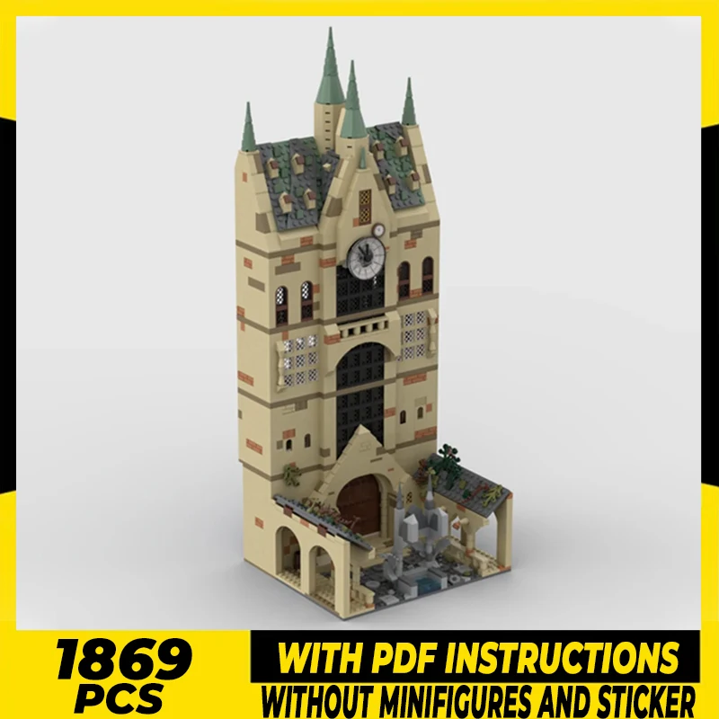 Волшебная школьная модель Moc строительные блоки средневековые часы башня