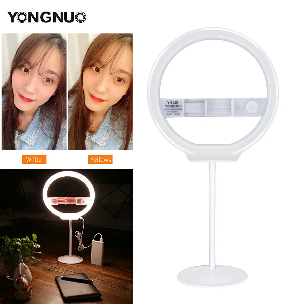 

YONGNUO YN128 Camera Photo/Studio Phone Video 128 LED Ring Light 3200K-5500K Photography Dimmable Ring Lamp