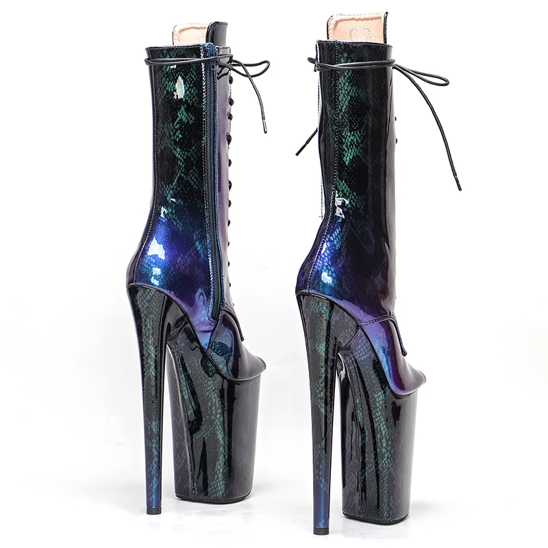 Leecabe  23CM/9inches Patent upper Sexy boots  Platform Pole Dance shoes Fashion Club Stage Performance High Heel women boots 4B