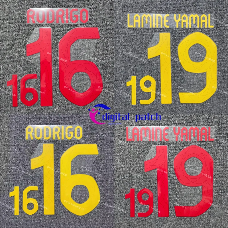 2024 г. домашние и цифровые нашивки испанской футбольной команды с именем игрока на