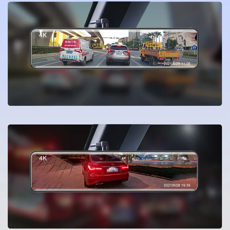 $90.42 12 Inch Full Screen Pongki Rearview Dash Cam Wide 2160p Auto Cam B500 Rear View Mirror Car Recorder Stream Media Car DVR Cam
