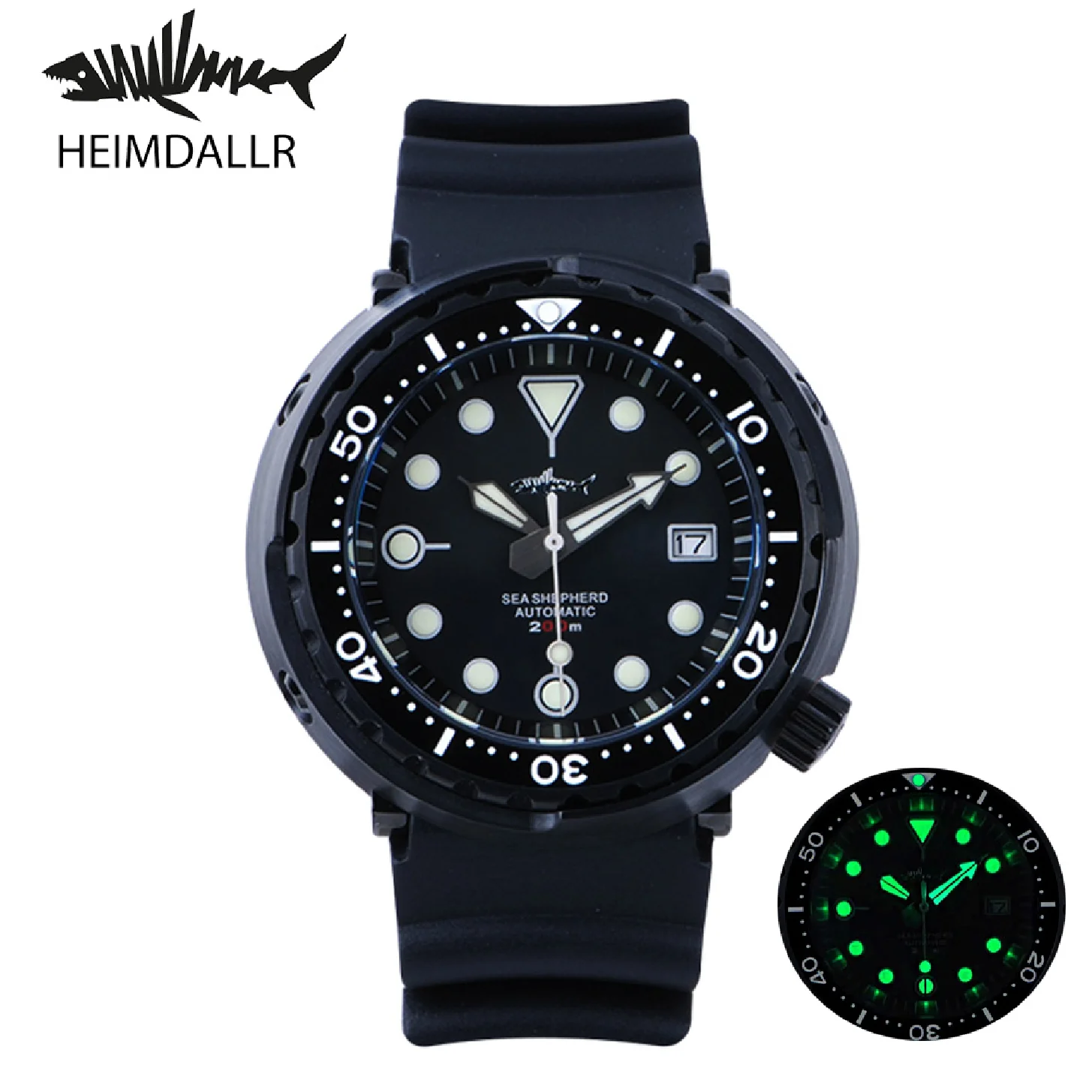 

Heimdallr Men's Sharkey Tuna Diver Watch Sapphire Black PVD Coated Stainless Steel NH35 Automatic 200m Mechanical Wrist Watches