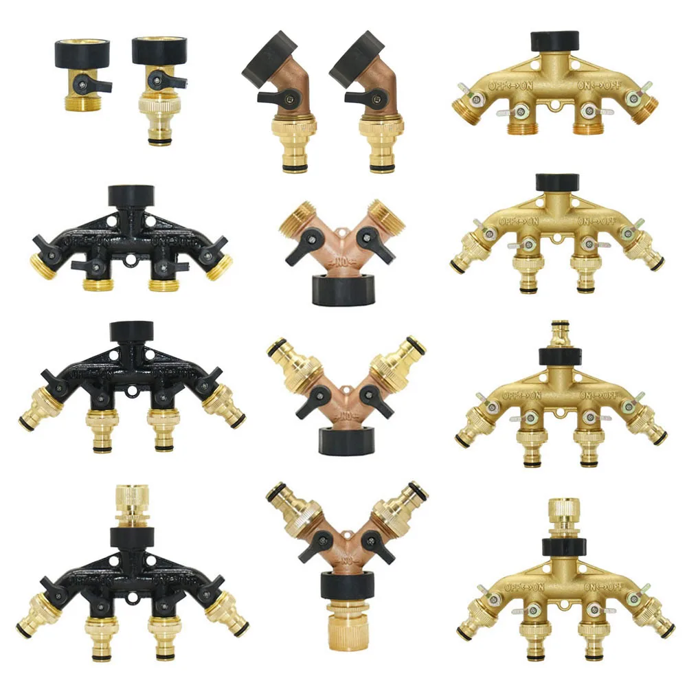

Brass 3/4& Thread Garden Hose Water Splitter 2/4-Way Garden Tap Irrigation Valve Y Type Watering Adjustable Switch Controller