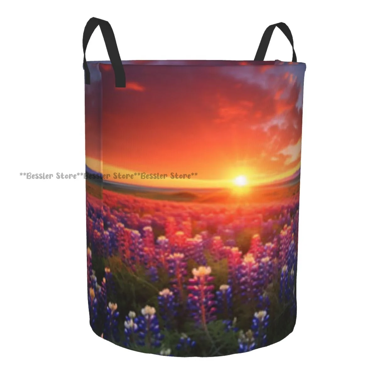 Корзина для белья Sunset Over Field Lupine Flower в Колорадо США круглая корзина хранения
