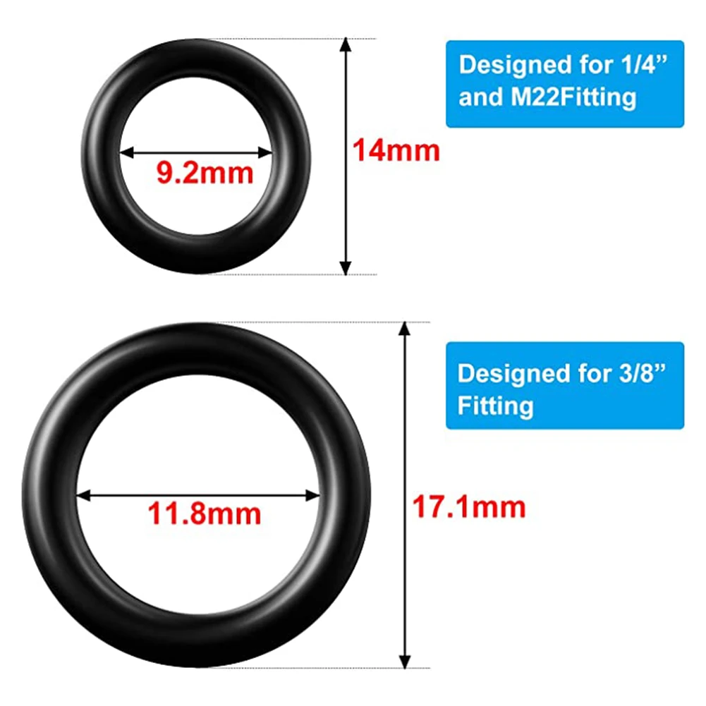 

50Pcs/Set 1/4 M22 + 3/8 O-Rings For Pressure Washer Hose Quick Disconnect O-Rings Gasket Rubber Sealing Ring Kit