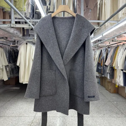 DNBS Женское шерстяное пальто серого цвета