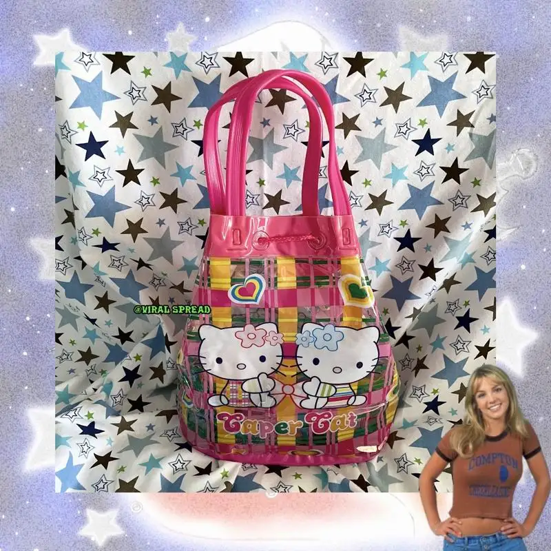 

Hello Kitty Sanrio Sweet and Cute Seaside Y2K Retro Holiday Gift for Girls Children's Beach Bag Environmentally Friendly Storage