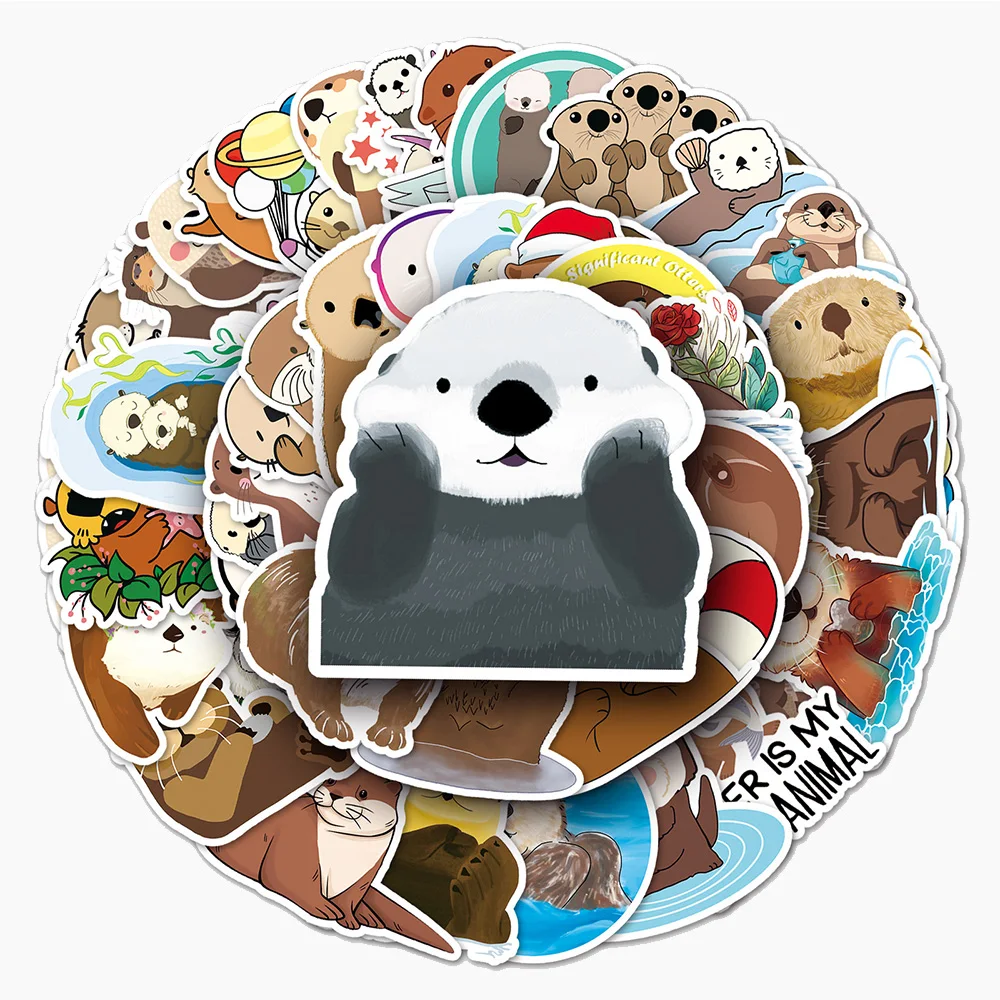 10/30/50pcs Cute Cartoon Otter Stickers Graffiti Decals DIY Laptop Phone Notebook Fridge Waterproof Animals Sticker for Kids Toy