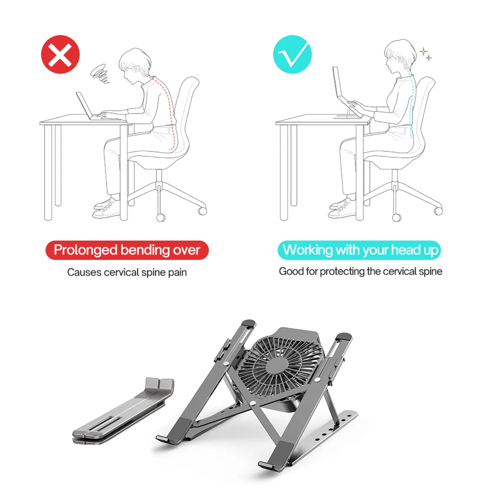 Подставка для ноутбука Складная с охлаждающим вентилятором переносной радиатор