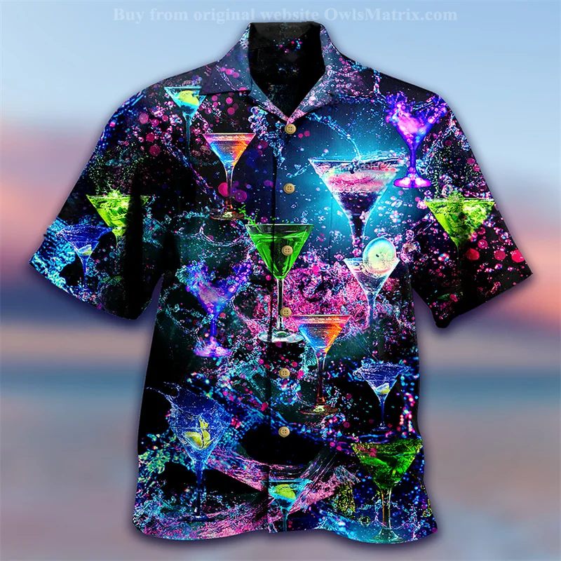 

2022 Men's Hawaiian Shirts Musical Harajuku Oversized Shirt Fashion Printed Short-sleeved Beach Top Tee Men's Clothing Camisa