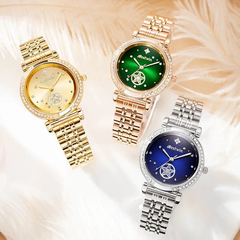 2022 diamond brand luxury women watch quartz rose gold red hot sell watches stainless steel gold watch for women clock relogio free global shipping