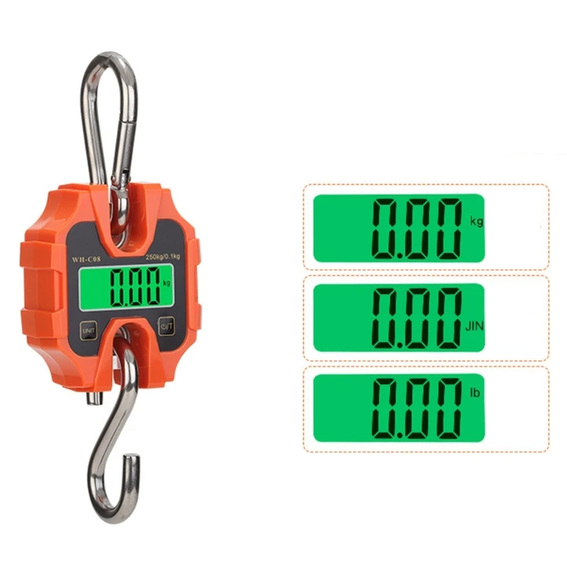 

LCD Display 250kg Hand Electronic Scale with Backlight kg lb Catty One-Key Switch for Home Daily Items Outdoor Fishing Weighing