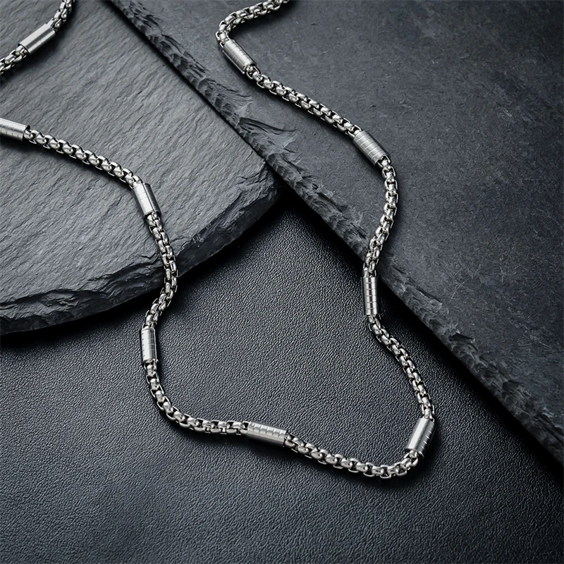 Модная посеребренная круглая цепочка-коробка 5 мм ожерелье из нержавеющей стали