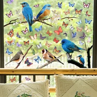 colorful branches birds butterfly glass stickers window proportions window decoration wall stickers no glue double sided visual