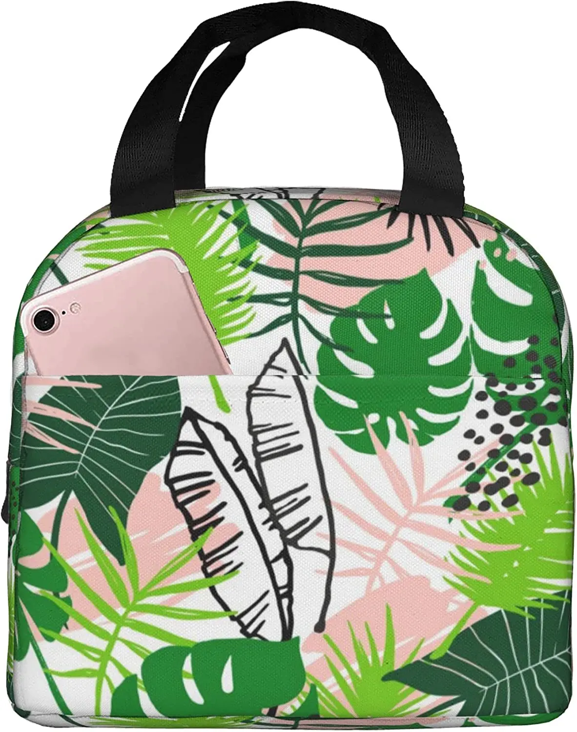 

Exotic Pattern with Tropical Plants Lunch Box,Insulated Lunch Bag for Women Men,Cooler Thermal Waterproof Reusable Tote Bag