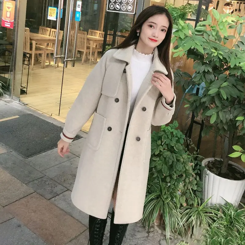 Женское пальто 2024 новинка весны и осени утягивающая шерстяная куртка средней