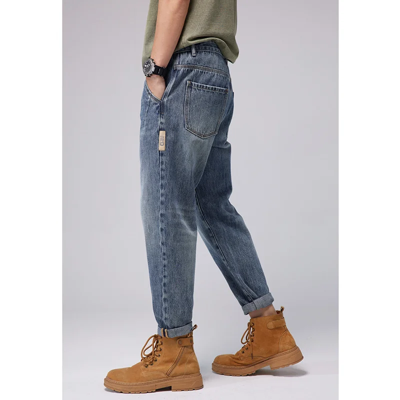 Streetwear Men Autumn and Winter Straight Loose Cylinder Jeans Vintage Versatile Comfortable Blue Harun Trousers Female 2022 New