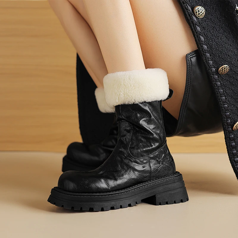 JOZHAMTA размеры 34–39 зимние ботинки для женщин обувь из натуральной кожи с плюшевым