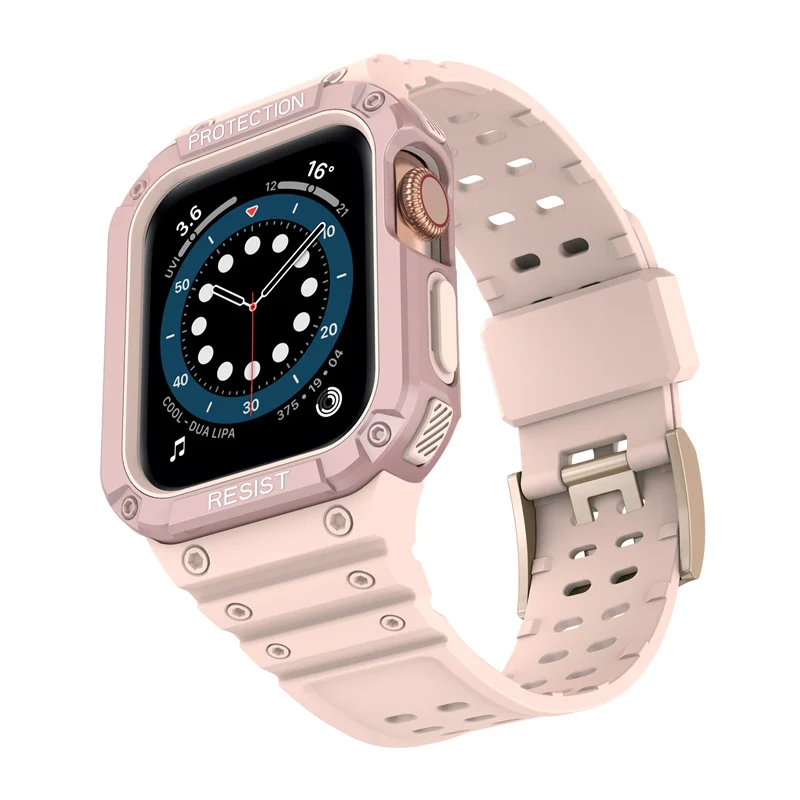 

Strap+PC case For Apple watch series 7 band 45mm 41mm 44mm 40mm 38mm/42mm smartwatch correa Silicone bracelet iwatch 6 5 SE 4 3