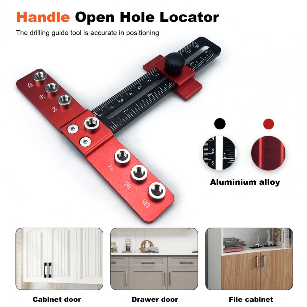 

Cabinet Hardware Doweling Jig Adjustable Wood Drilling Dowelling Guide Portable Drill Template Guide for Cabinet Handles Knobs