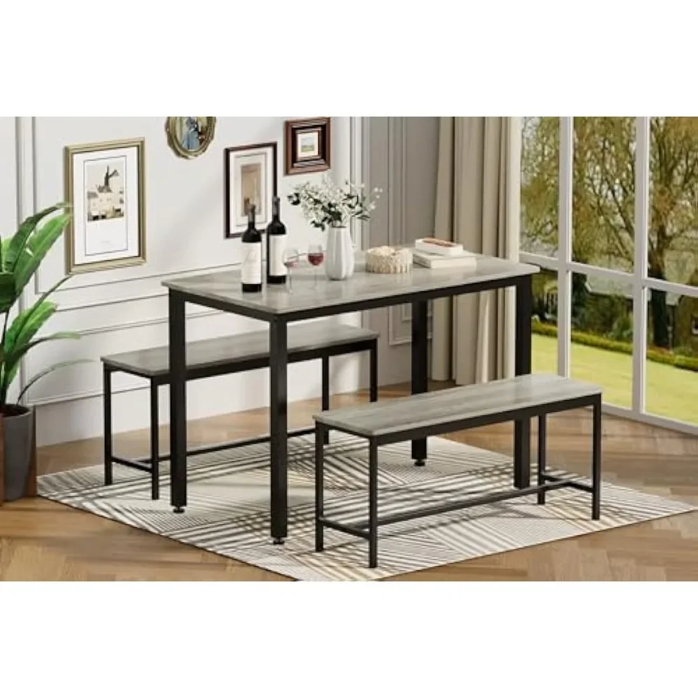 Обеденный стол Set4 для 4 человек 43.3 в фотостудии с 2 скамейками 4-6 модный набор