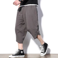 mens shorts japanese fashion large size linen harem pants cropped pants spring and summer comfortable breathable casual pants