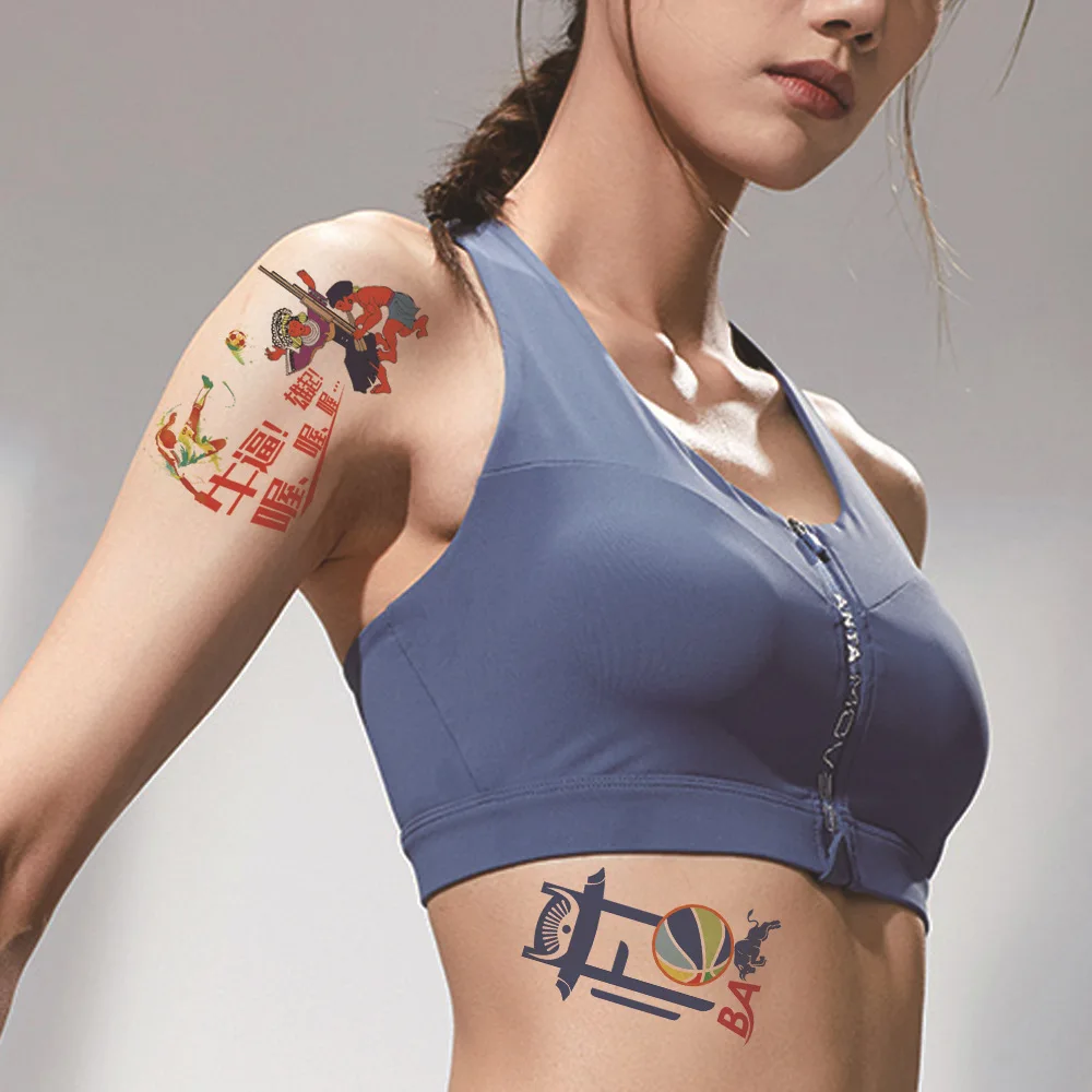 Крутой спортивный веер водостойкие Временные татуировки устойчивые к поту