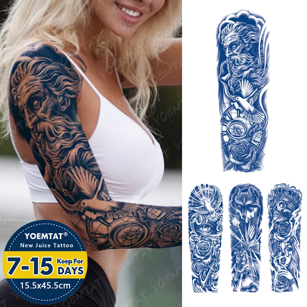 

Большая водонепроницаемая Временная тату-наклейка с голубей и чернилами