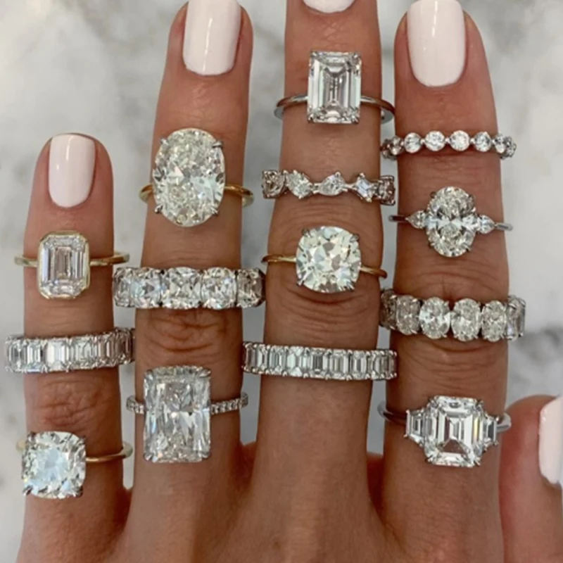 

New Trendy Crystal Engagement Claws Design Hot Sale Ring for Women AAA White Zircon Cubic Elegant Rings Female Wedding Jewerly