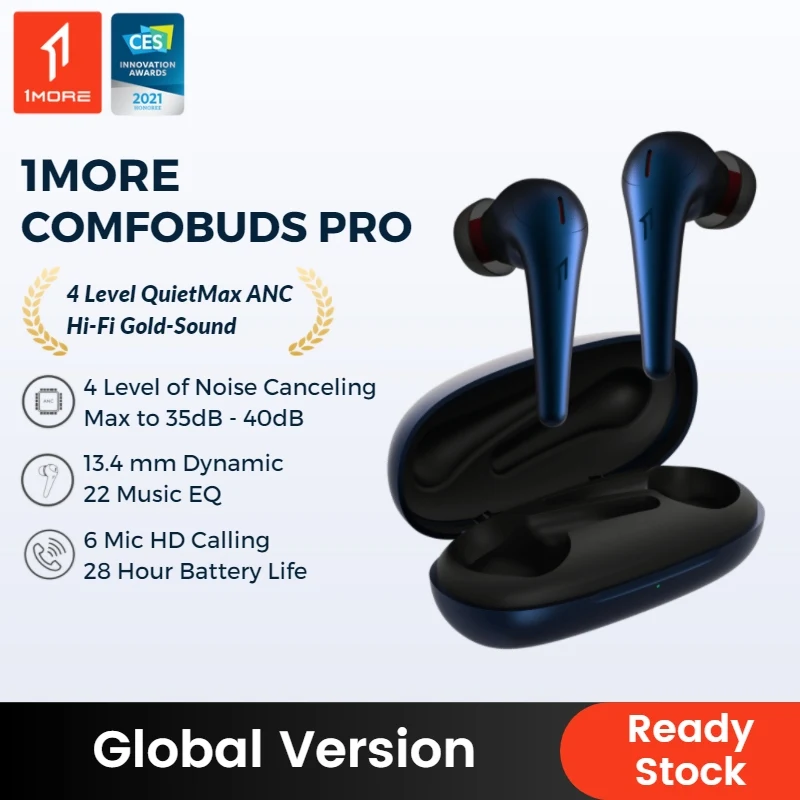Kup 1MORE Comfobuds Pro ANC Redukcja Szumów Bluetooth 5.0 TWS Słuchawki Bezprzewodowe QuietMax 13.4mm Bass Dynamiczne Słuchawki Do Gier AAC