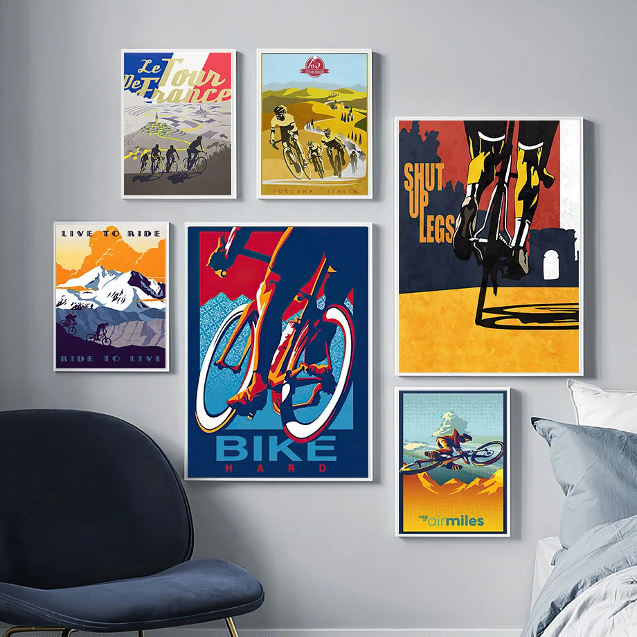 

Sports Bike Cycling Wall Art Canvas Painting Nordic Vintage Posters And Prints Wall Pictures For Boy Bedroom Living Room Decor