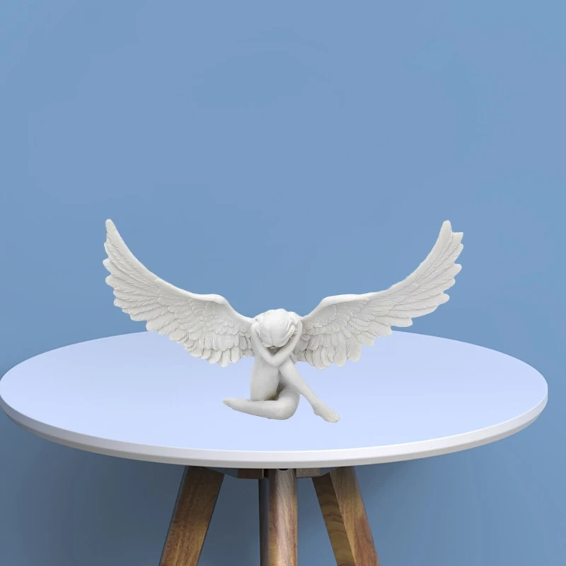 Рыдающий ангел садовая статуя богиня статуи ангелов украшения из смолы крылья