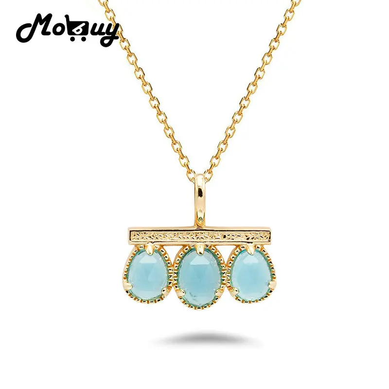 MoBuy ожерелье из стерлингового серебра 925 пробы с синим стеклом для женщин