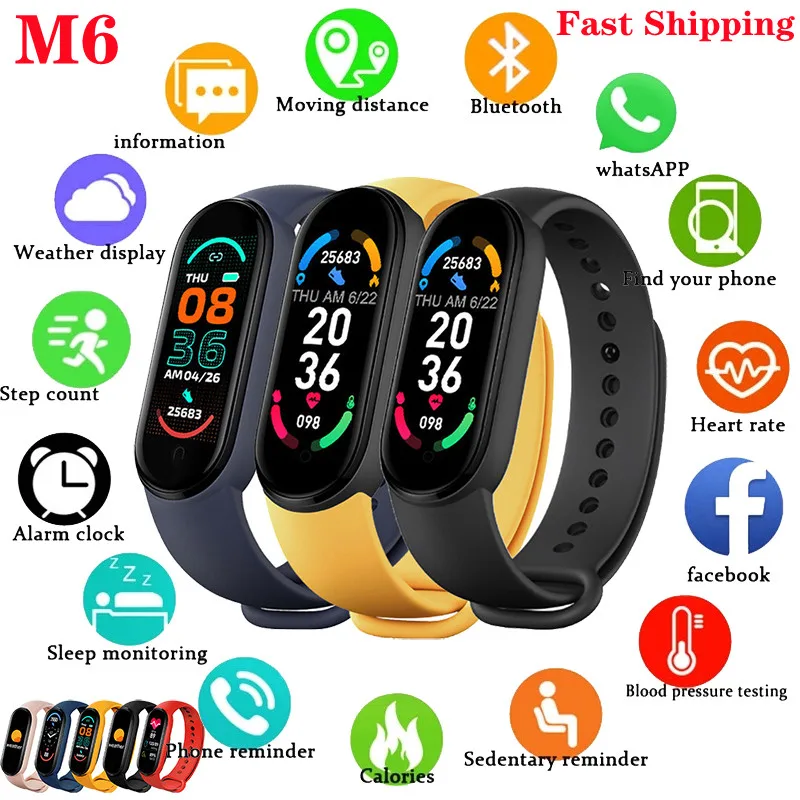 

M6 Smart Bracelet Watches Men Women Smart Watch Heart Rate Fitness Tracking Sports Bracelet for Apple Xiaomi Android Smartwatch