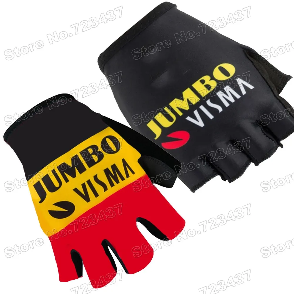 2022 Team Jumbo Visma Cycling Gloves Men Belgium Champion Gel Bicycle Jersey Half Finger Glove Wout van Aert MTB Fietshandschoen |