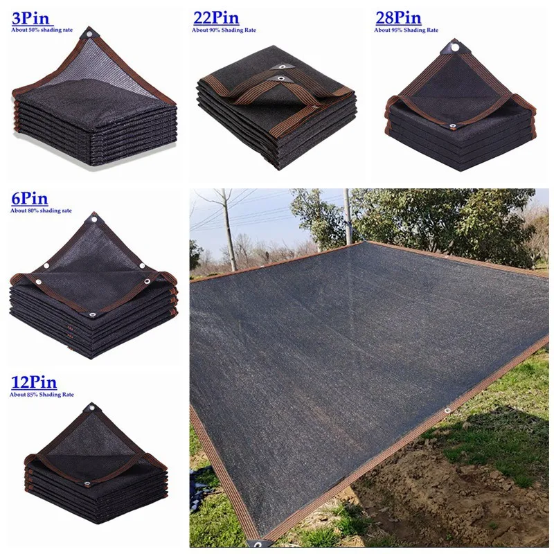 

3/6/12Pin Black Sunshade Net Anti-UV Greenhouse Plants Shed Shading Mesh Garden Privacy Screen Fence Cover Car Awning Sun Shade