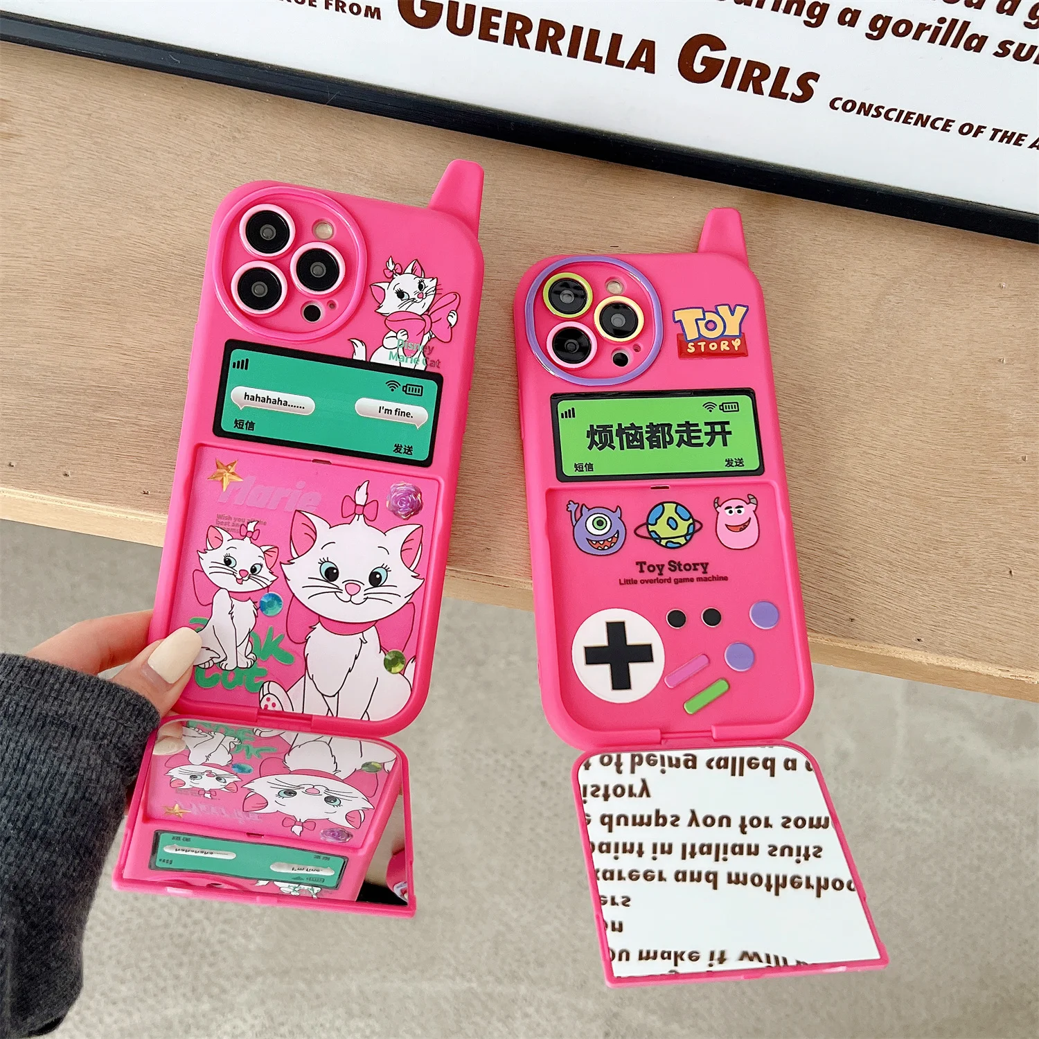 

Disney Marie Cat Woody With Vanity Mirror Phone Cases For iPhone 14 13 12 11 Pro Max Mini XR X XS MAX 8 7 Plus Anti-fall Cover