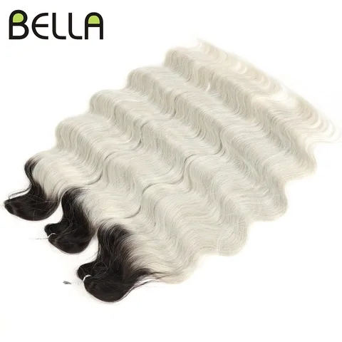 Женские волосы для наращивания Bella, длиной 24 дюйма, синтетические волосы для темных женщин, глубокие волны, светлые косички с эффектом омбре, искусственные волосы для наращивания
