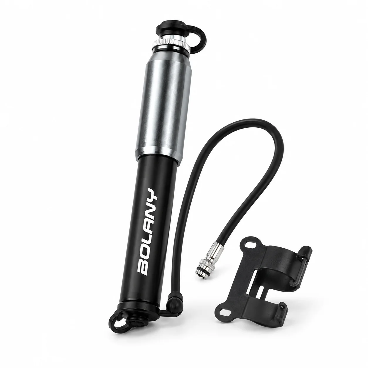 Фото Мини-насос для велосипеда BOLANY, 120 PSI, из алюминиевого сплава, портативный ручной насос с креплением для шланга и клапанами Presta и Schrader для горных и шоссейных велосипедов. №1