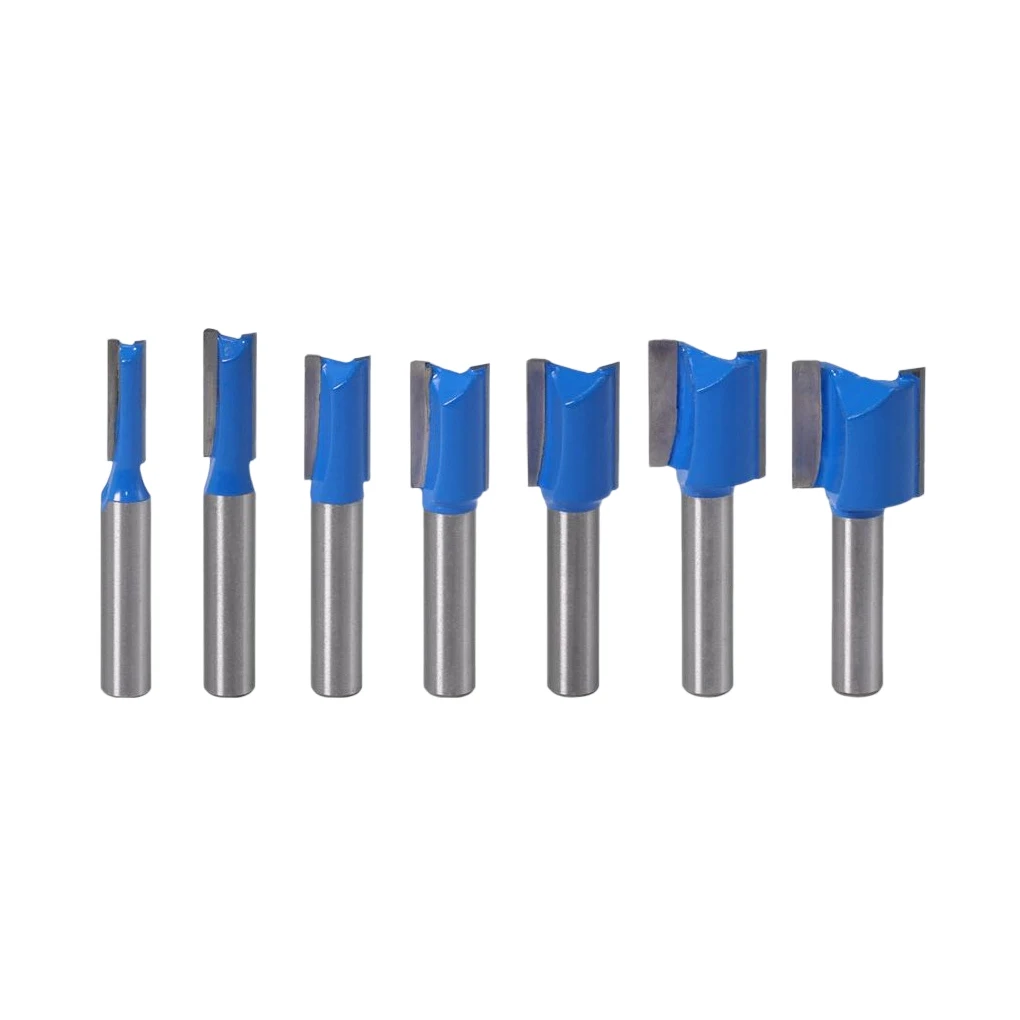 

7pcs Straight Woodworking Router Bit Set Carpenter Milling Slicer Waterproof 6/8/10/12/14/18/20mm Slicing Tool