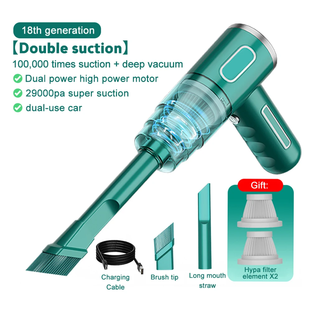 

29000Pa Handheld Car Vacuum Cleaner Portable Wireless Cordless Cyclone Suction Dry Wet Auto Mini Vacuums Cleaners For Auto Home