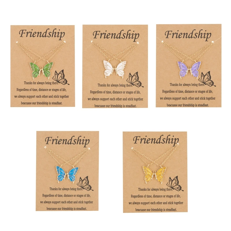 

2Pcs Best Friend Necklace for butterfly Matching Necklace for Girls Women Friends Long Distance Jewelry Gift Muitcolor