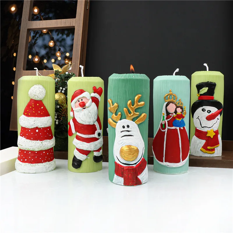 

Christmas Element Silicone Candle Mold for DIY Aromatherapy Candle Plaster Ornaments Soap Epoxy Resin Mould Handicrafts Making