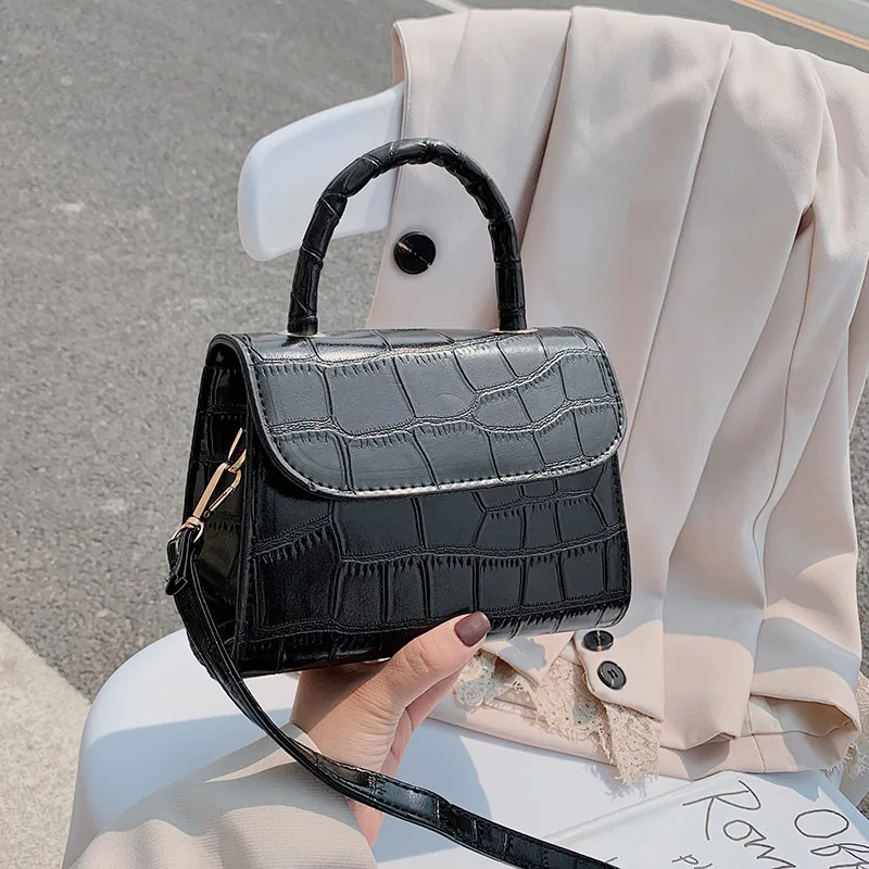 

Сумки через плечо с каменным узором для женщин 2021, однотонные сумки на плечо из искусственной кожи, элегантная сумка через плечо, женская су...