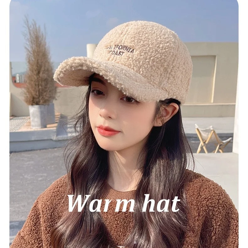 Новая зимняя бейсболка женская из овечьей шерсти плюшевая кепка в стиле вестерн