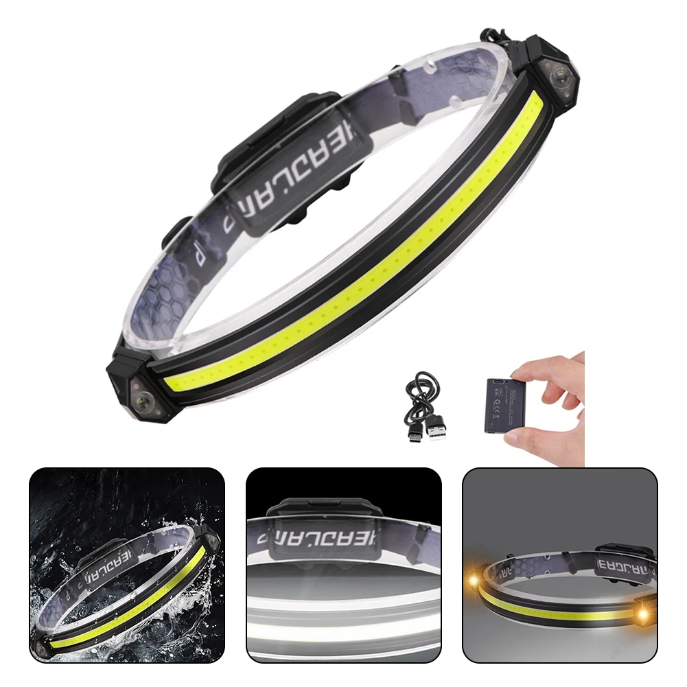 

COB Headlamp Outdoor Night Safety Cycling Fishing Headlights TYPE-C Charging Power Display Double Light Camping Equipment
