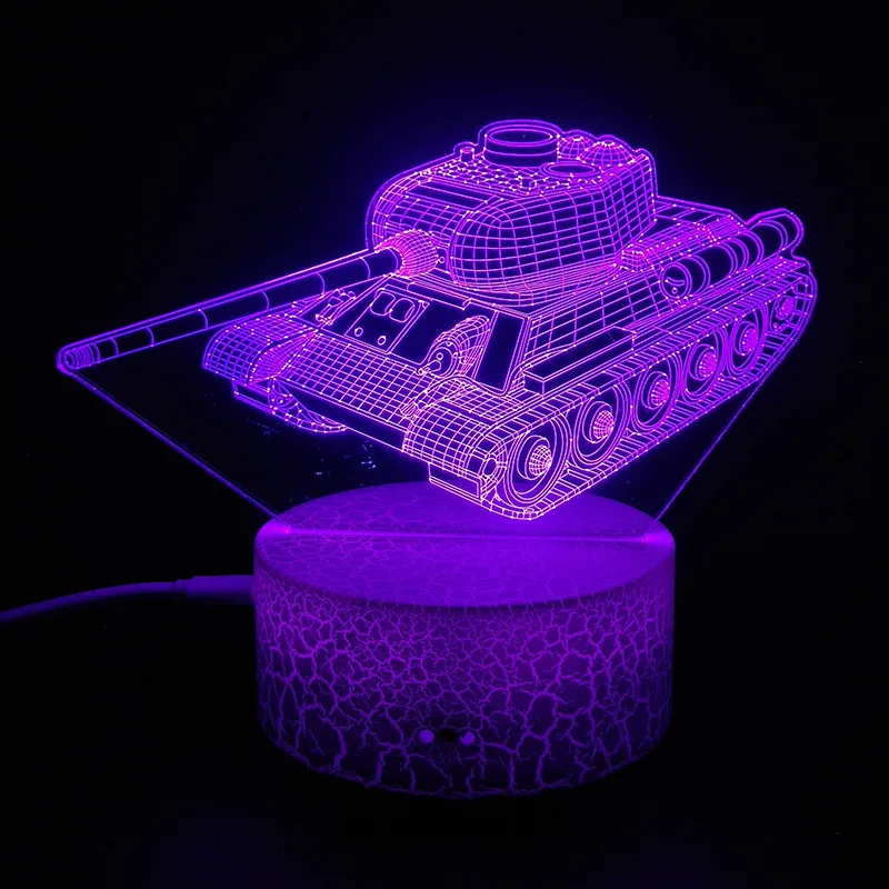 3D иллюзия Лампа грузовик Танк экскаватор игрушки акриловый светодиодный