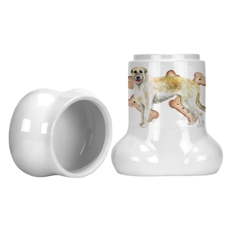 

Stunning Bone-Shaped Irish Wolfhound Multicolor Treat Jar - Give Your Pet Their Own Storage Container!